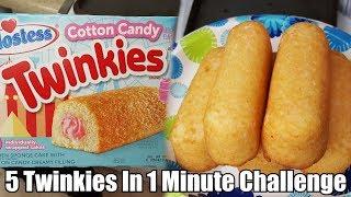 5 Cotton Candy Twinkies In 1 Minute Challenge