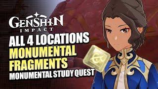 Monumental Study World Quest Guide | Search For 4 Lost Monument Fragments Locations | Genshin 3.6