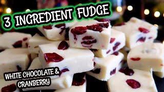 EASY FUDGE RECIPE ~ 3 Ingredient white chocolate & cranberry fudge 