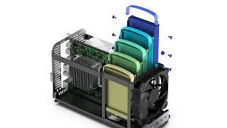 JONSBO N1 Mini PC Case ITX, 5+1 Disk Bays NAS Aluminum case, Built-in 14cm Fan SFX Power Bite,Silver