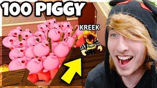 KreekCraft Beats Piggy 100 Player World Record | 1 vs 10 BOTS SOLO