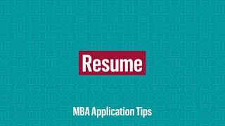 MBA Application Tips: Resume