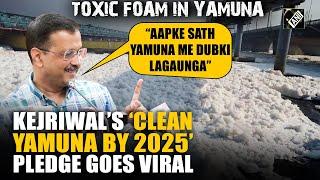 As toxic foam builds up in Yamuna, Arvind Kejriwal’s “promise you clean Yamuna by 2025” goes viral