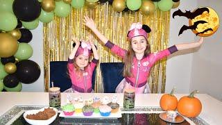 Leina and Lina Makes Vegan Cupcakes, Muffins and Smoothie for Halloween