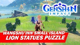 Lion statues puzzle on small island near Wangshu Inn - Genshin Impact | PC gameplay