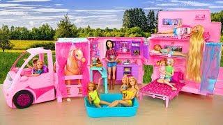 Barbie Sisters' Deluxe Camper Unboxing & Setup! Boneka Barbie Kemping Boneca Barbie Campista