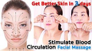 Facial Massage to Stimulate Blood Circulation get better skin in 3 days | NO TALKING | Antiaging