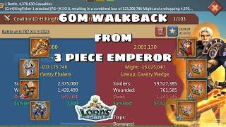 3 PIECE EMPEROR WALKBACK ON 60m TROOPS! CHARLICE EVENT IS INSANE FOR RAIDS! Lords Mobile