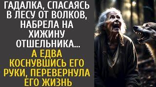 Гадалка, спасаясь в лесу от волков, набрела на хижину отшельника… А едва коснувшись его руки, ахнула