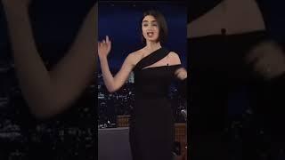 Lily Collins and Jimmy fallon #lilycollins #jimmyfallon #emilyinparis