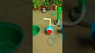 Mini hand pump project water with supply motor eating horse hen and farm #waterpump #shorts #376