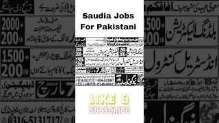 Saudi Arabia Jobs For Pakistani 2024