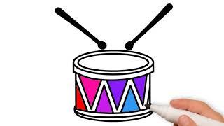 Bolalar uchun baraban rasm chizish/Drawing drum for children/Рисунок Барабан для детей