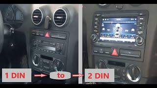 Audi A3 8P 1-DIN-zu-2-DIN-Konsolenaustausch und Android-Navigationsinstallation