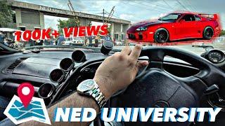 VISITING MY UNIVERSITY IN SPORTS CAR TOYOTA SUPRA PAKISTAN | PEOPLE REACTING TO LOUD CAR | JAPAKBOYS