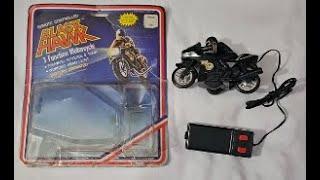 1985 STREET HAWK Rex Smith Remote Control Black Hawk Motorcycle rack toy McCRORY Corp (Peek Inside)