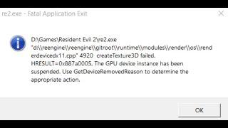 Fix Resident Evil 2 RE2.exe Fatal Application Exit Error