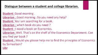 Dialogue between a student and librarian |the english school