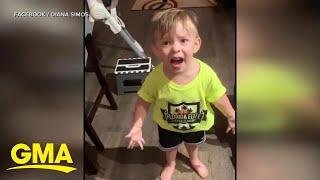 2-year-old complains when mom forgets to say goodbye l GMA