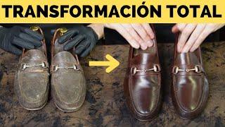 AMAZING Transformation! Restoration of Smooth Mahogany Leather Moccasins with Saphir Products