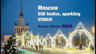 A walk through winter Moscow. Elegant VDNKH