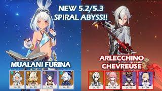 NEW 5.2 5.3 Spiral Abyss!! Mualani Furina & Arlecchino Chevreuse Floor 12 Genshin Impact