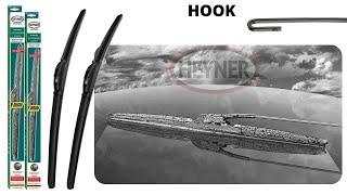 How to fit HEYNER HYBRID Windscreen wiper blades on hook (U) wiper arm