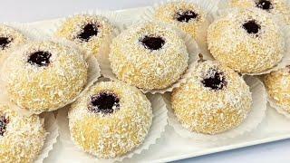 COCONUT COOKIES with jam melts in your mouth, a delicious dessert with a minimum of ingredients