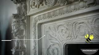 white Marble Fireplace with deep carving