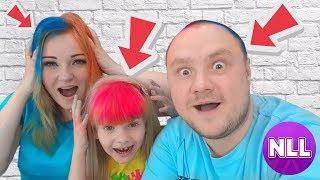 3 Краски На волосы челлендж / Настя Хочет ПЕРЕКРАСИТЬ ПАПУ ! Nastya Little Lady