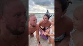 POLINA AND NIKOL HAVING FUN IN THE OCEAN WITH ATTRACTIONS