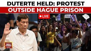 LIVE: Former Philippine President Rodrigo Duterte Arrested, Protest Erupts Outside Hague prison LIVE