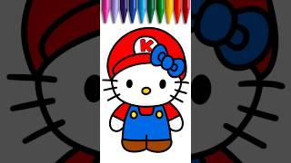 How to draw Hello Kitty X Super Mario Bros for kids - DrawColor #mario #hellokitty #supermariobros