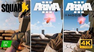 Squad and ArmA 3 - Direct comparison Turrets - Vanilla and Mod's edition 4K RTX 3090