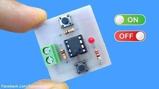 how to make Push on/off switch using NE555 Timer (IC)