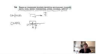 №744. Какие из следующих величин являются векторными: скорость, масса, сила, время, температура?