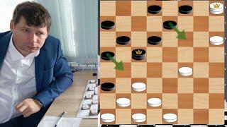 The world champion almost turned gray when his opponent donated 4 checkers!