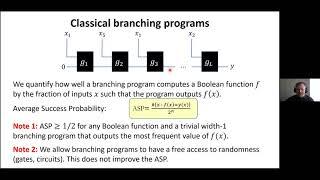 QIP2021 | Quantum advantage for computations with limited space (Dmitri Maslov)