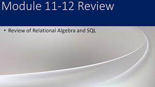 12 - Relational Algebra and SQL Review