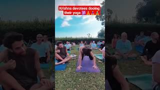 Russian krishna devotees‍️ doingtheir yoga #shorts #youtubeshorts #trending #russian #girls #yoga