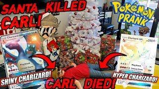 SANTA GAVE CARL 2 ULTRA RARE CHARIZARD POKEMON CARDS! SECRET PRANK PRESENTS ON CHRISTMAS!