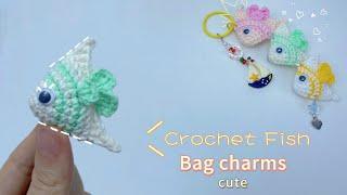 How to crochet Fish bag chrams | crochet cute fish bag charms #crochetanywhere