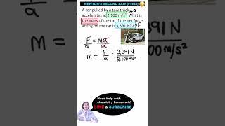 How to Solve for Mass using F=ma | Newton's Second Law  #shorts  #science #physics #homework