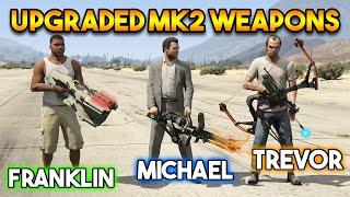 GTA 5 : FRANKLIN VS MICHAEL VS TREVOR (MAIN CHARACTER's UPGRADED MK2 WEAPONS)
