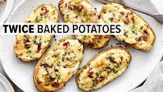 TWICE BAKED POTATOES | Potatoes with a Cheesy, Bacon and Chive Filling!