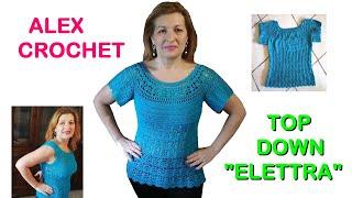 TOP DOWN SWEATER BLOUSE "ELETTRA" ALEX CROCHET any size tutorial