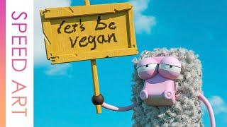 Creating the vegan sheep in cinema4d