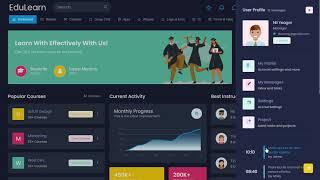 Education Career Admin Dashboard Template with Dark Theme