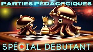 4 parties d'échecs pédagogiques  1000 à 1500 ELO