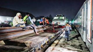 MALAM HINGGA SUBUH KERETA BERHENTI 2 JAM SETENGAH UNTUK BERSILANG 3 KERETA !